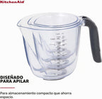 KitchenAid Juego de 3 tazas medidoras en ángulo universales Easy View, transparentes con asas negras