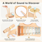 Juego de batería para bebé, instrumentos musicales de madera de