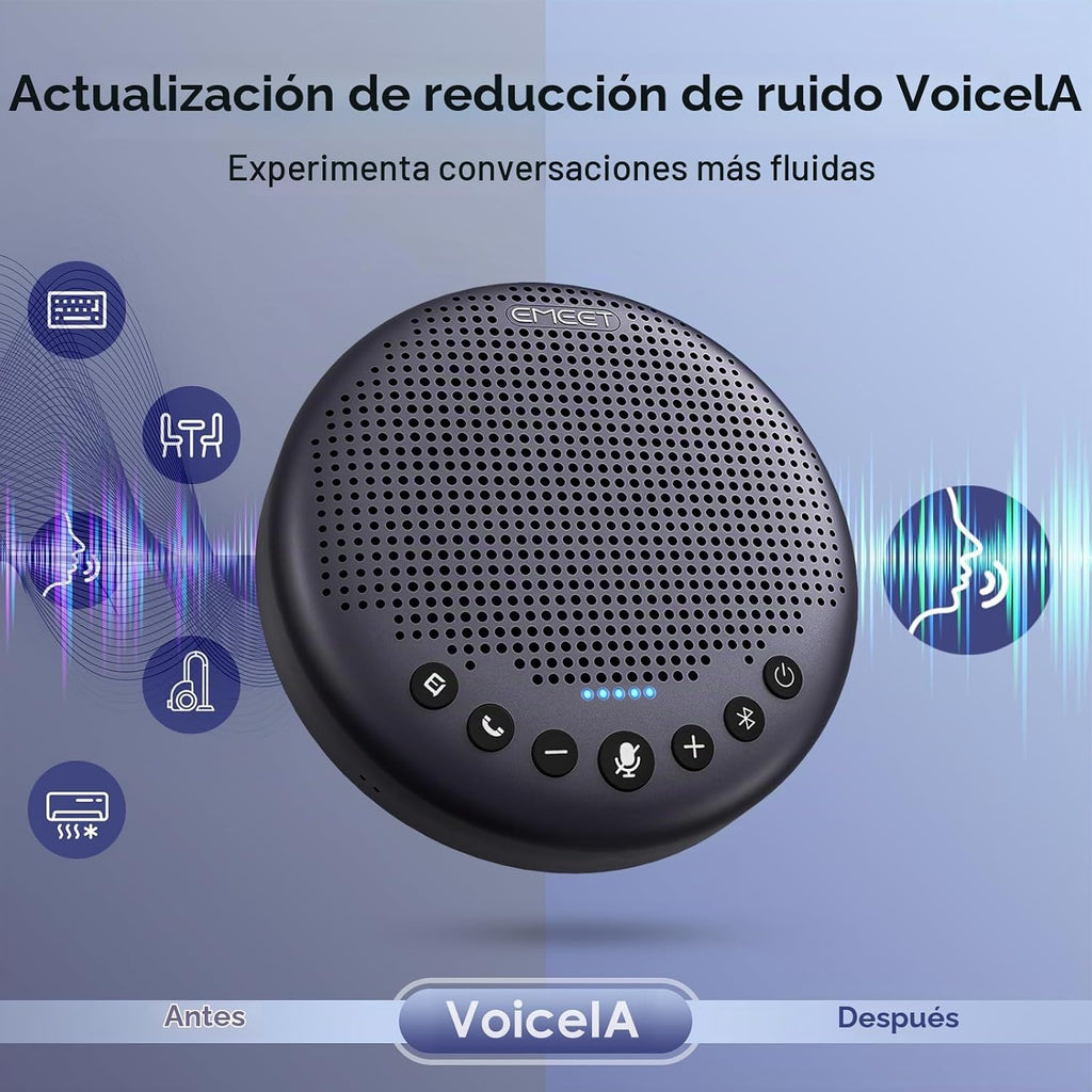 EMEET Luna Plus - Altavoz de conferencia y micrófono con 8 micrófonos