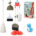 Juego de limpieza de dinosaurios para niños pequeños con escoba y trapeador para niños, juguete de limpieza de juego de simulación – 8 piezas de dinosaurios en aerosol y soporte de almacenamiento