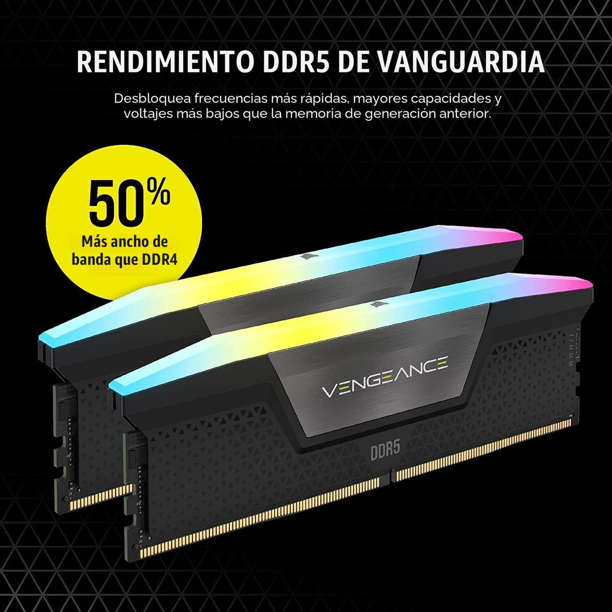 CORSAIR Vengeance RGB DDR5 RAM 32 GB (2 x 16 GB) Hasta 6000 MHz CL3...