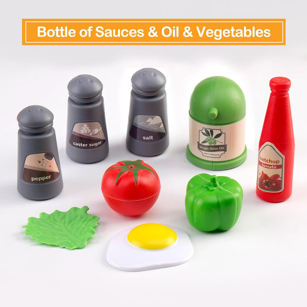 Juego de 90 accesorios de cocina, cocina de simulación con ollas, s...