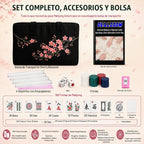 American Mahjong Set completo, juego completo con 166 azulejos Mahjong, bastidores Mahjong con empujadores, instrucciones, dados, fichas, indicador de viento y accesorios Mahjong en bolsa