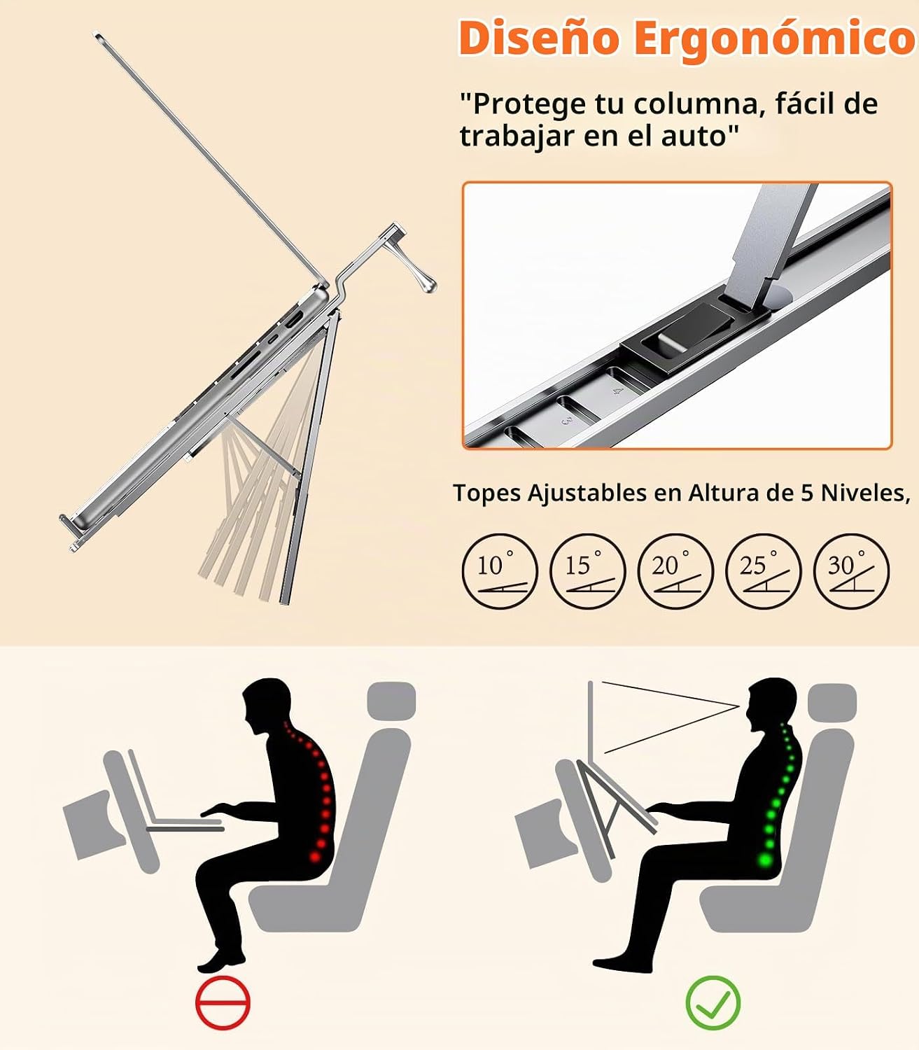 DICMKY Soporte para portátil de coche con bandeja para volante, alt...
