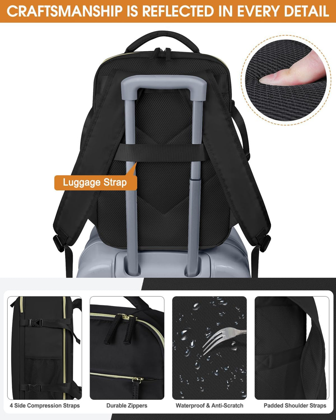 Mochila de viaje Capolo para mujeres y hombres, mochila impermeable...