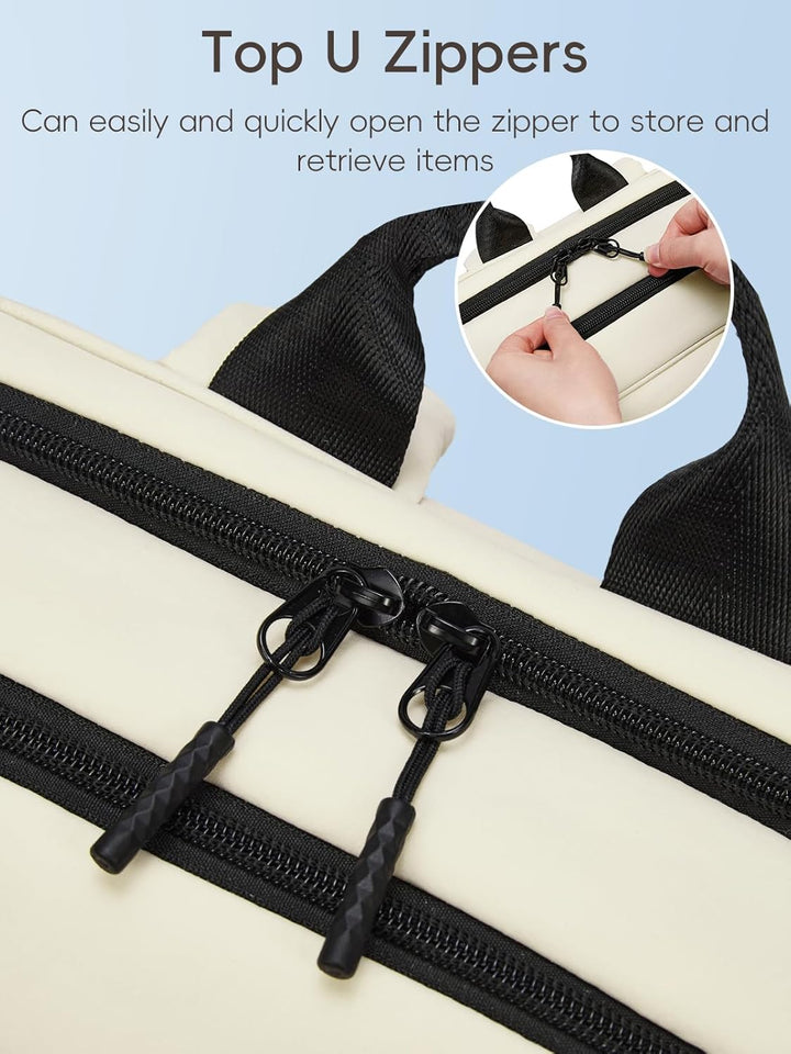 CLUCI Mochila esponjosa acolchonada para laptop para mujeres, Blanc...