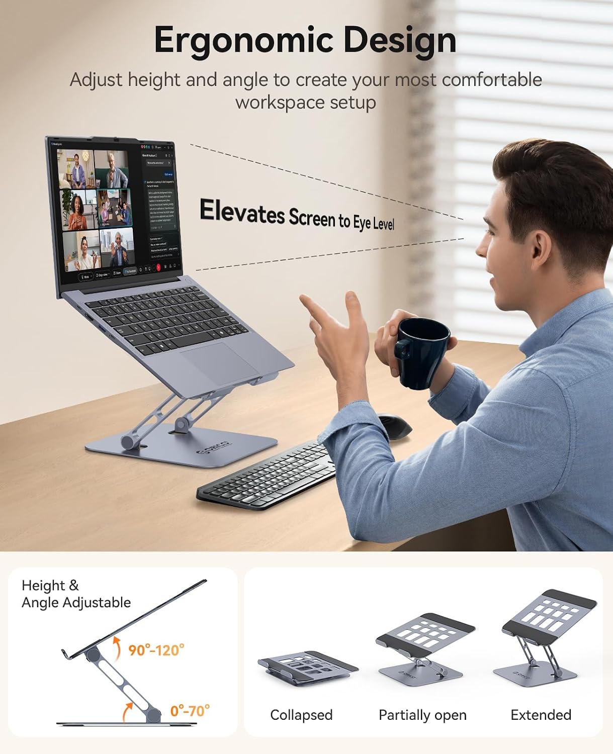 ORICO ST11 - Soporte ergonómico para computadora portátil, elevador...