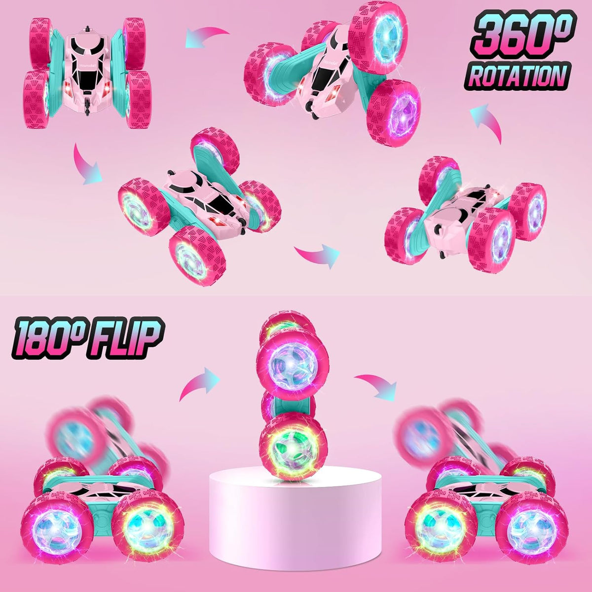 Hamdol Coche de control remoto rosa para niñas, 2-Estándar