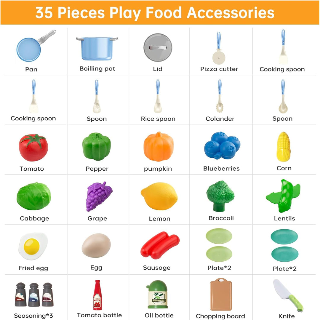 35 piezas de accesorios de juguete de cocina para niños, juego de c...