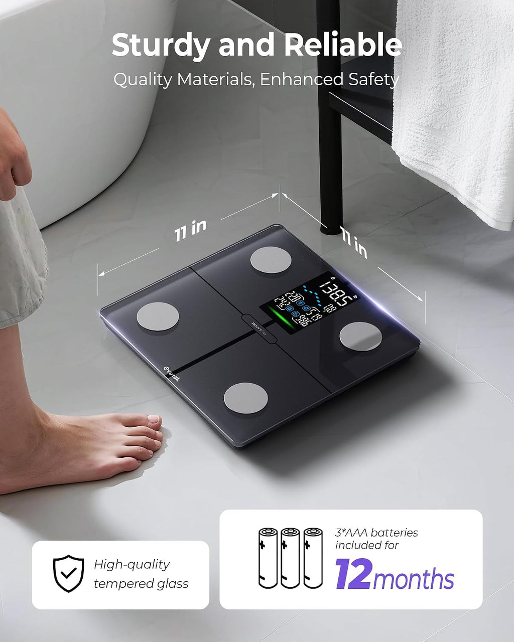 Báscula digital inteligente para peso corporal, grasa corporal e IMC