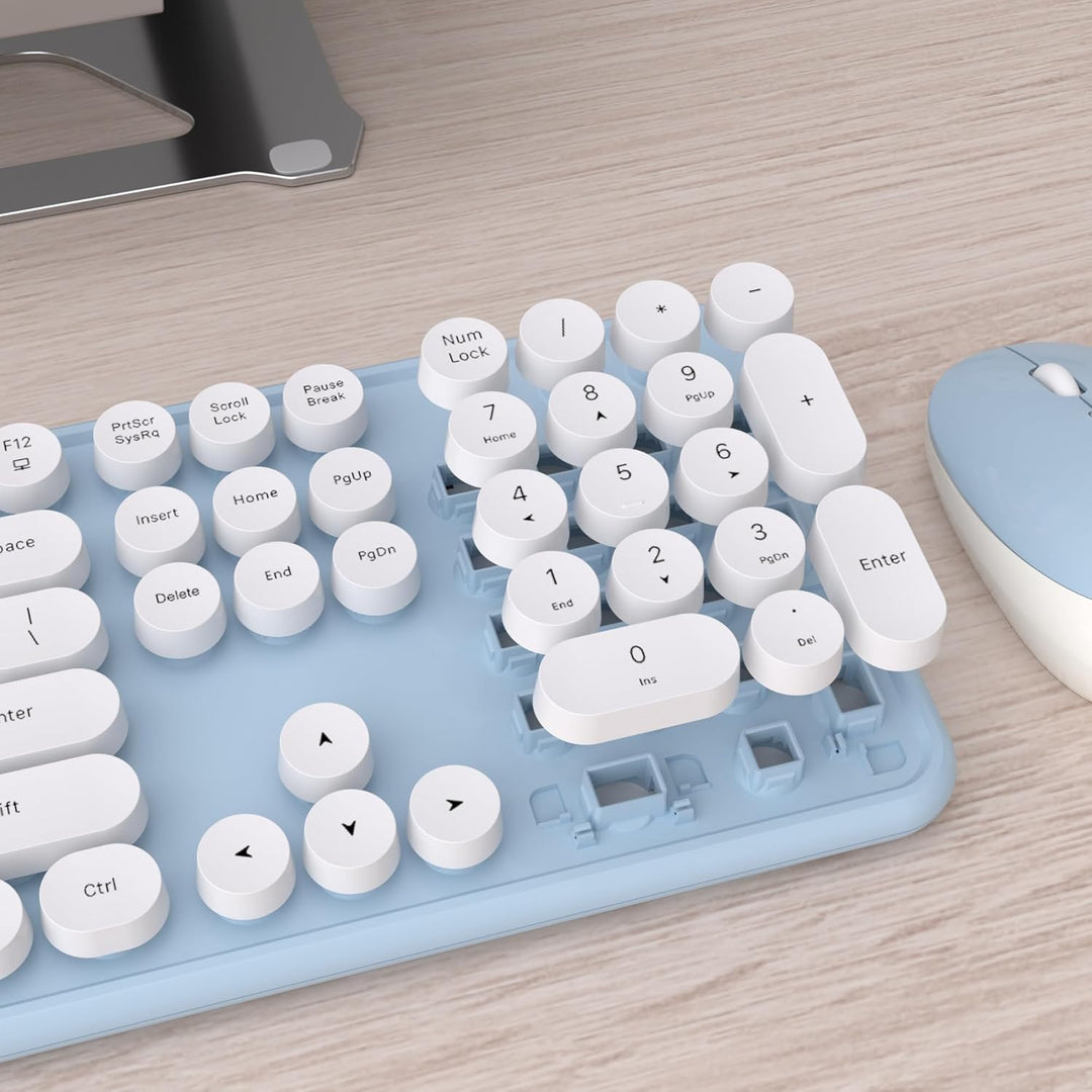 UBOTIE Teclado inalámbrico colorido para computadora y mouse óptico...