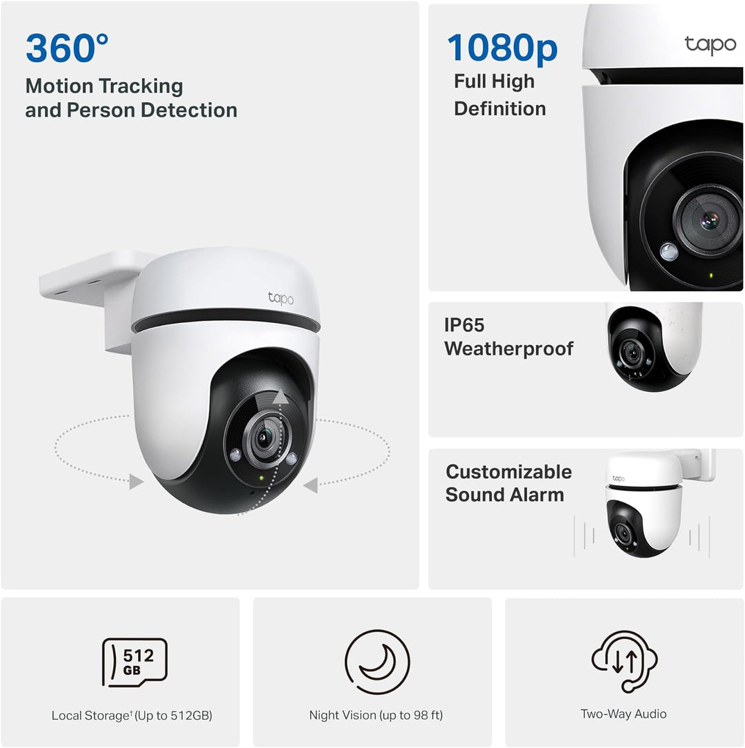 Tapo Cámara Wi-Fi de seguridad con cable 1080P para exteriores, vis...