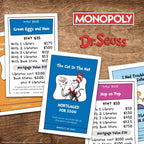 Monopoly: Dr. Seuss | Compra y vende libros | Juego clásico coleccionable de monopolio con tablero de juego personalizado y obras de arte | Juego y mercancía con licencia oficial