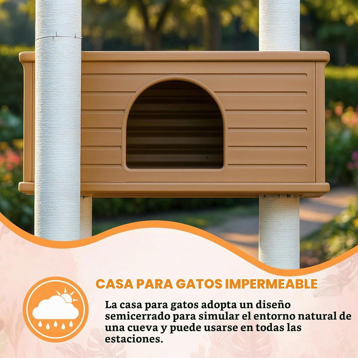 Torre de árbol para gatos resistente a la intemperie de 74.8 pulgadas con
