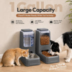 Juego de alimentador automático para gatos y dispensador de agua con cuencos de acero inoxidable, comida por gravedad para perros y bebederos de gran capacidad para cachorros pequeños y medianos