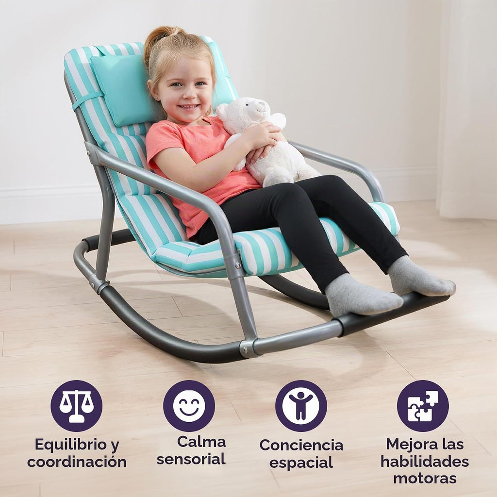 Special Supplies Mecedora sensorial para niños, cómoda mecedora para niños, silla de suelo versátil con tela suave y estabilidad para sala de juegos, dormitorio o guardería (a partir de 3 años) (verde azulado)