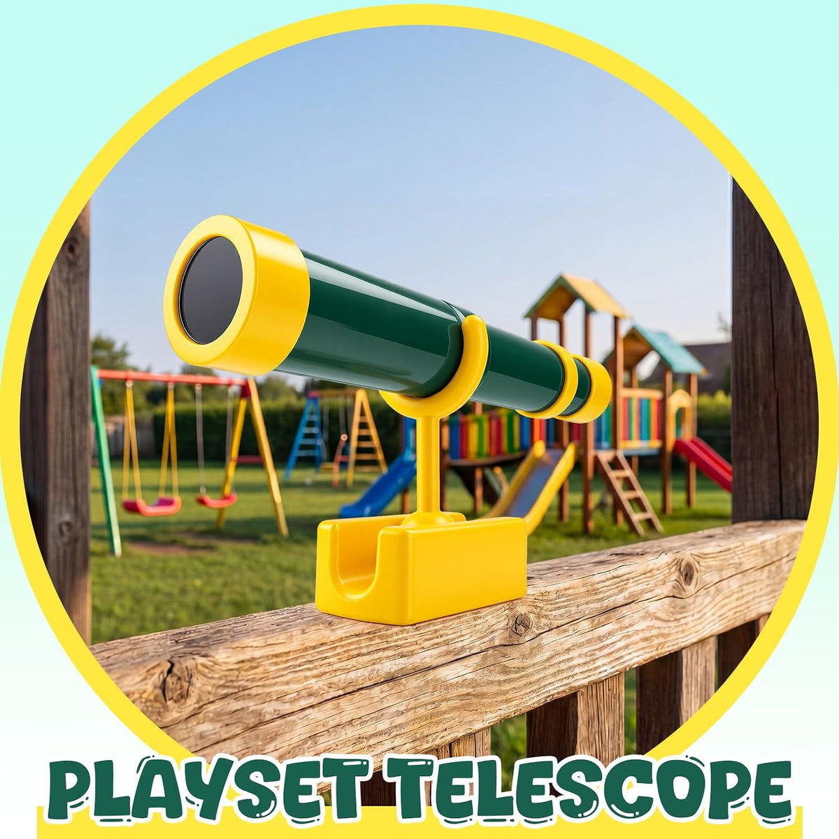 2 piezas de telescopio de casa del árbol para niños, accesorios de juego, verde, amarillo