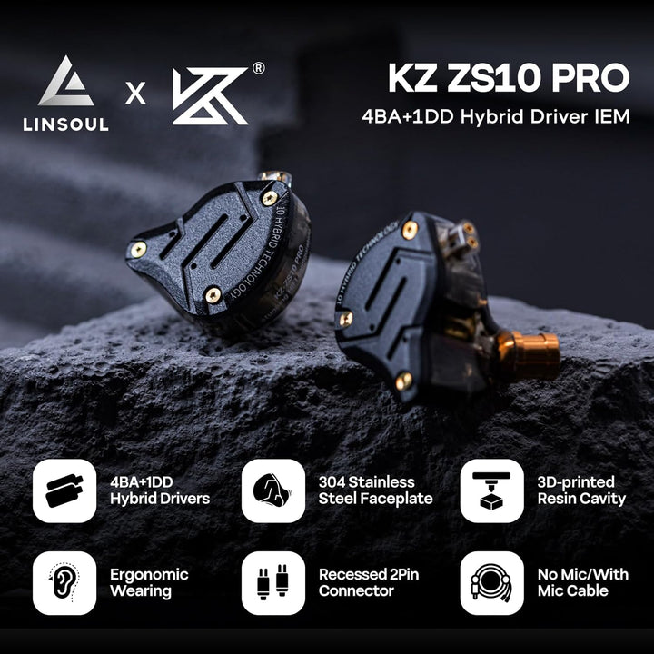 Linsoul KZ ZS10 Pro, Audífonos intraurales HiFi con 5 controladores...