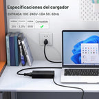 USB-C de 65 W compatible con cargador de laptop Dell XPS 13 y cargador Latitude 3340 3440 3540 3550 5420 5430 5520 5320 5340 5440 5550 7440 7490 7640 7410 7410 7410 7 122 in -en-1 9440 portátil 2 en 1 - Cable de alimentación incluido