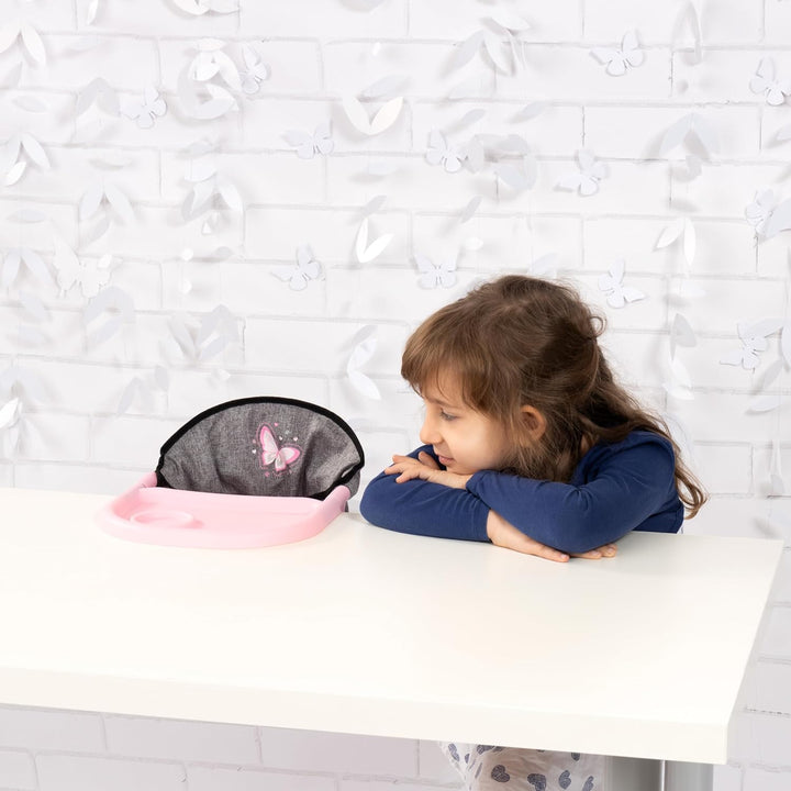 Bayer Diseño: asiento de mesa para muñecas - gris-rosa-mariposa - s...