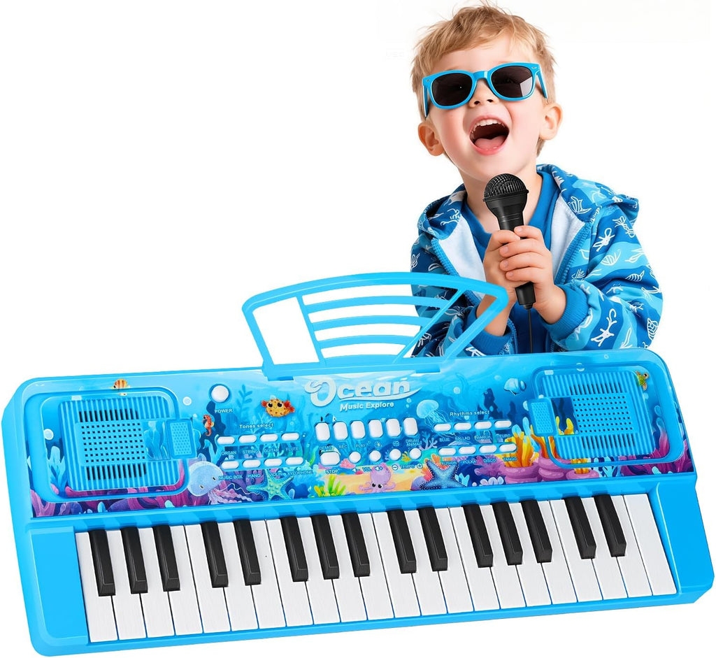 Teclado De Piano De 37 Teclas Para Niños Con Micrófono Soporte De Música