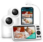 Jartoo Monitor inteligente para bebés con cámaras 2K 2 y soporte, pantalla de 5.5 pulgadas, Wi-Fi híbrido y sin conexión Wi-Fi, largo alcance, detección impulsada por IA, aplicación gratuita y