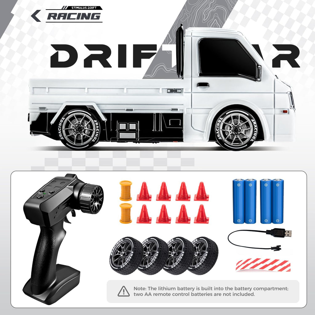 RC Drift Car, 1/24 4WD Camión de deriva de estilo japonés blanco
