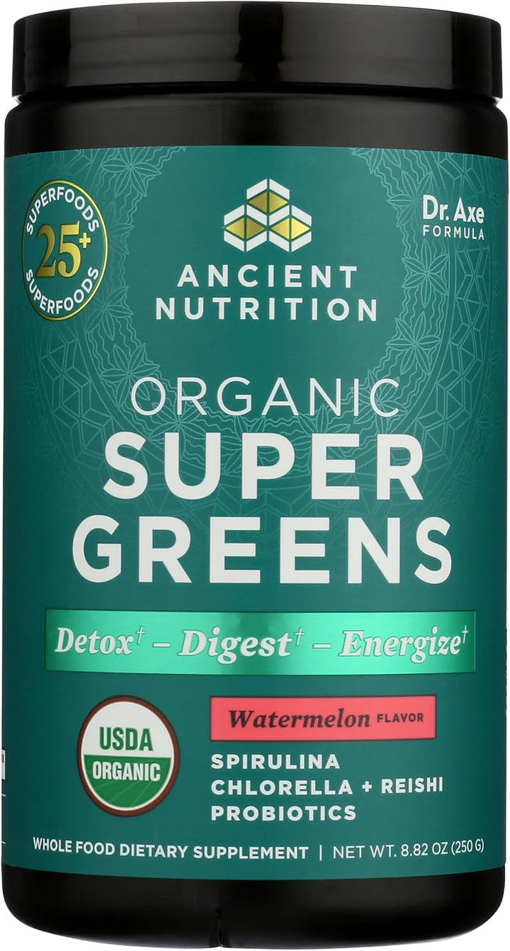 Ancient Nutrition SuperGreens Polvo con Probióticos, Sabor Sandía O...