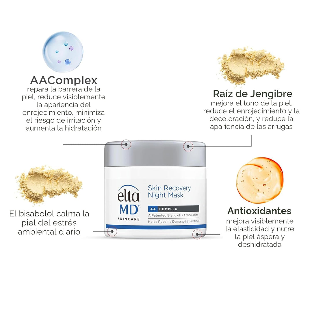 Máscara Facial Nocturna EltaMD Skin Recovery, Crema Hidratante Noct...