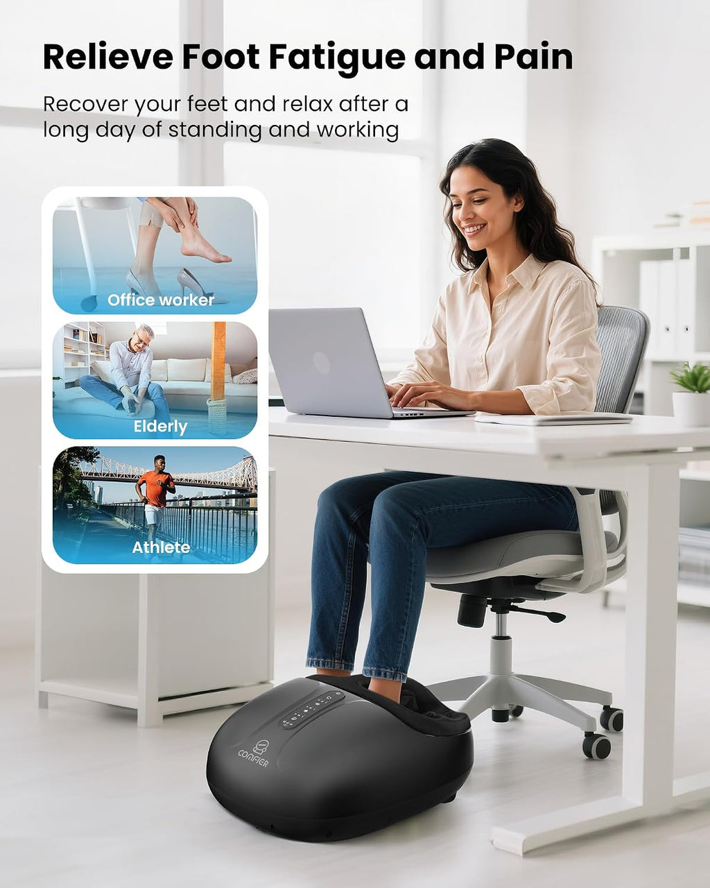 Masajeador de pies Shiatsu grande COMFIER con calor, tamaño 15, HSA