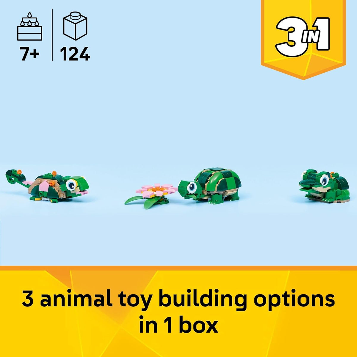 LEGO Creator 31377 - Tortuga 3 en 1 con una flor de lirio