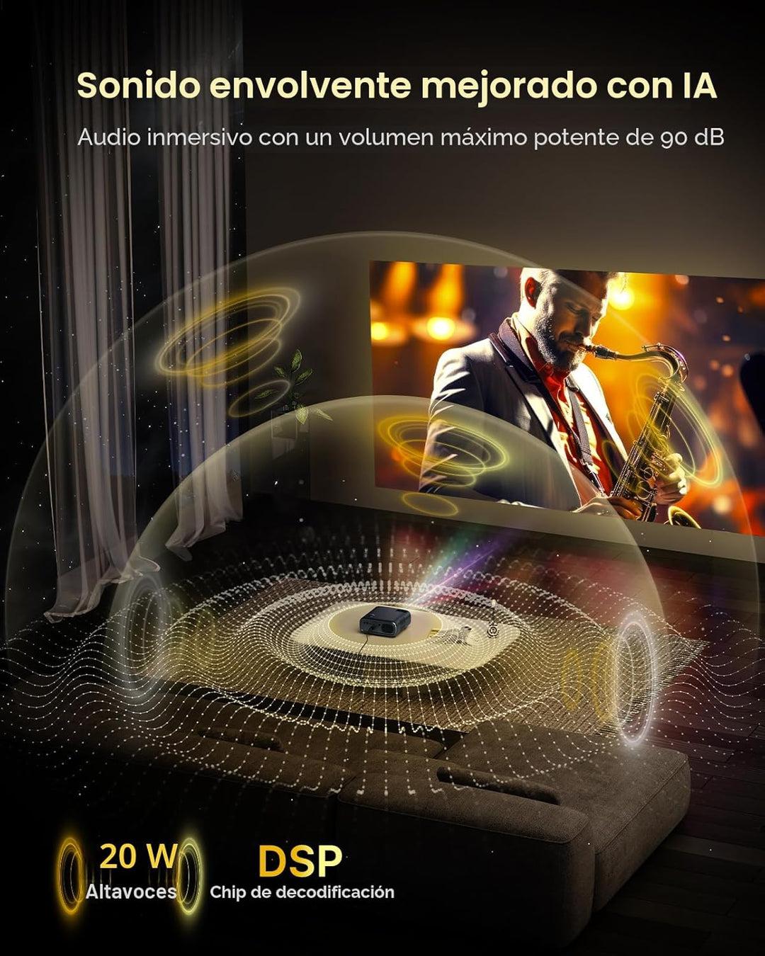 NexiGo Proyector para exteriores PJ40, compatible con Netflix\/YouT...