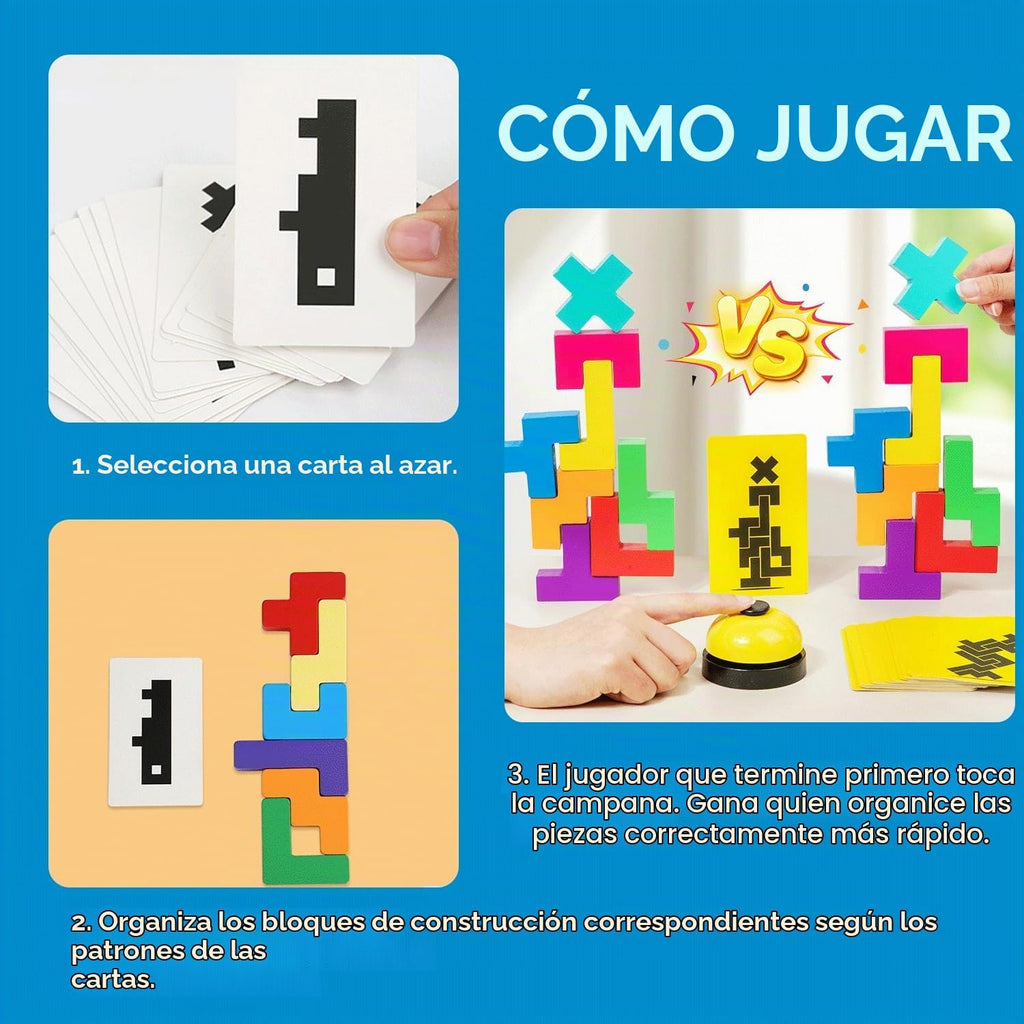 Juego de apilamiento de tazas con tarjetas y campana, juego de velocidad rápida + rompecabezas de bloques de construcción 2 en 1, juego de fiesta familiar para niños de 3 a 8 años, juguete