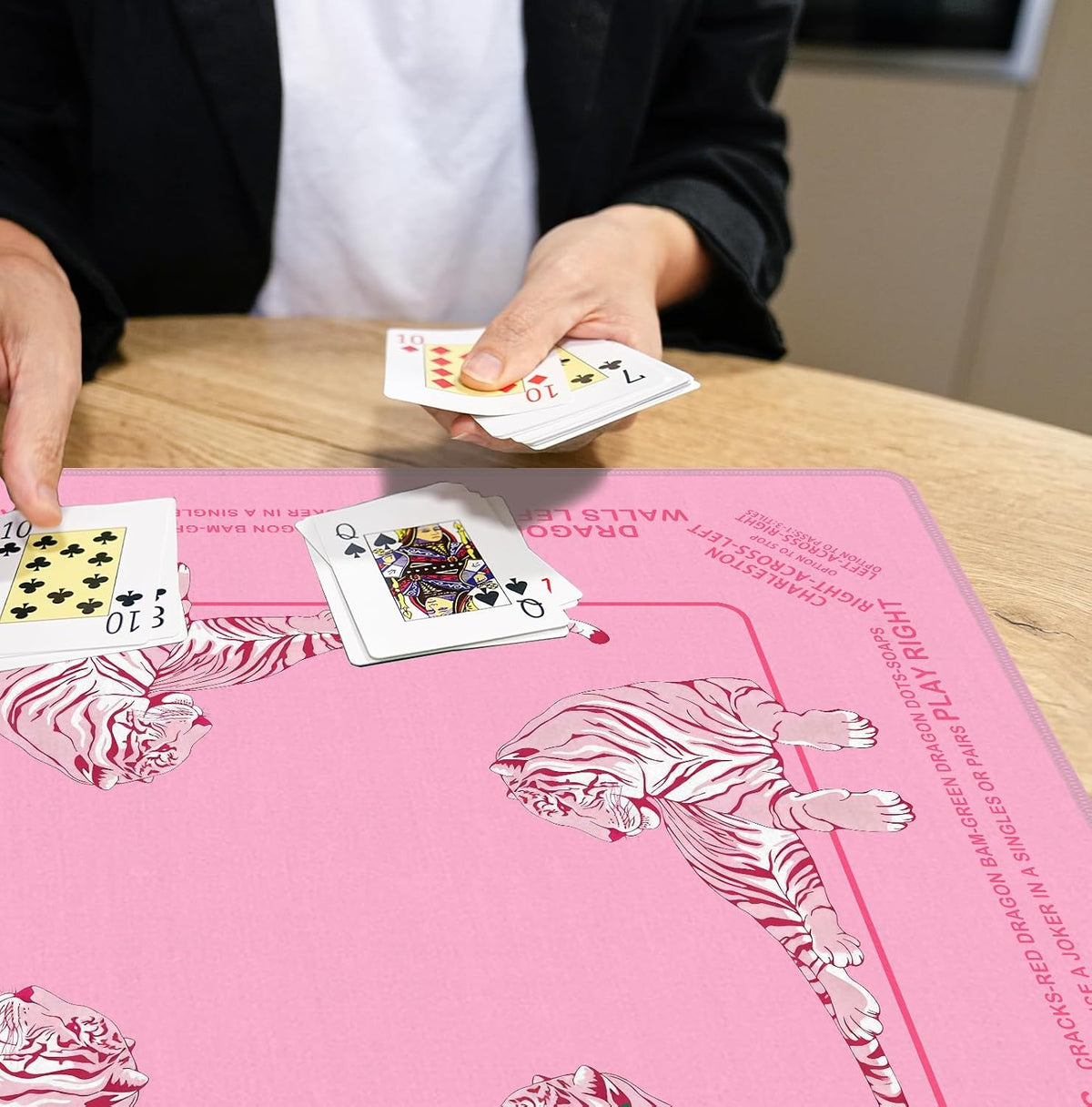 Alfombrilla Mahjong de neopreno con reglas para mesa de 31.5 x 31.5