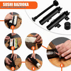 Kit de confección de sushi, juego de 28 en 1 rodillo para sushi con esterillas de bambú, Bazooka para sushi, molde de nigiri/gunkan, moldeador de musubi, molde para bolitas de arroz y más
