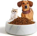 SAMAH Cuenco de mármol blanco para perros, cuenco antideslizante para alimentos y agua, plato pequeño de piedra pesada, cuenco pesado de mármol natural para mascotas, fácil de limpiar, regalos para