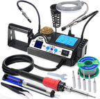 Kit de estación de soldadura WEP 927-IV de alta potencia de 110 W con 3 canales preestablecidos, modo de suspensión, lupa LED, 5 puntas de soldadura adicionales, limpiador de puntas, 2 manos de ayuda