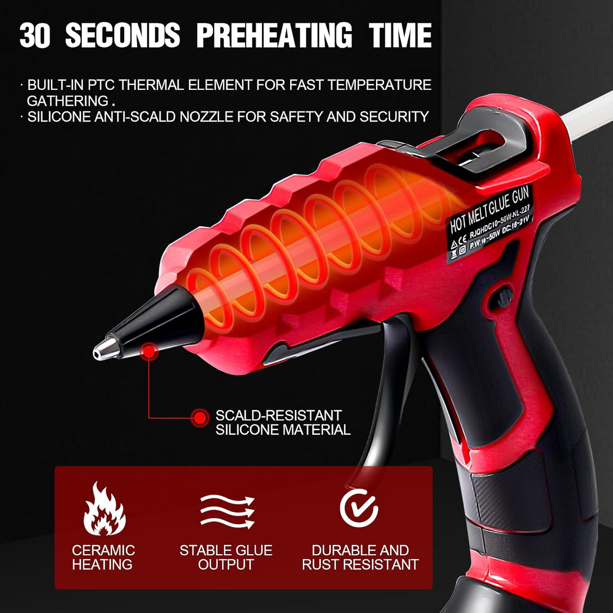 Pistola de pegamento caliente inalámbrica para batería Milwaukee de 18 V, pistola de pegamento termofusible de mano, precalentamiento rápido de 30 segundos, para artes