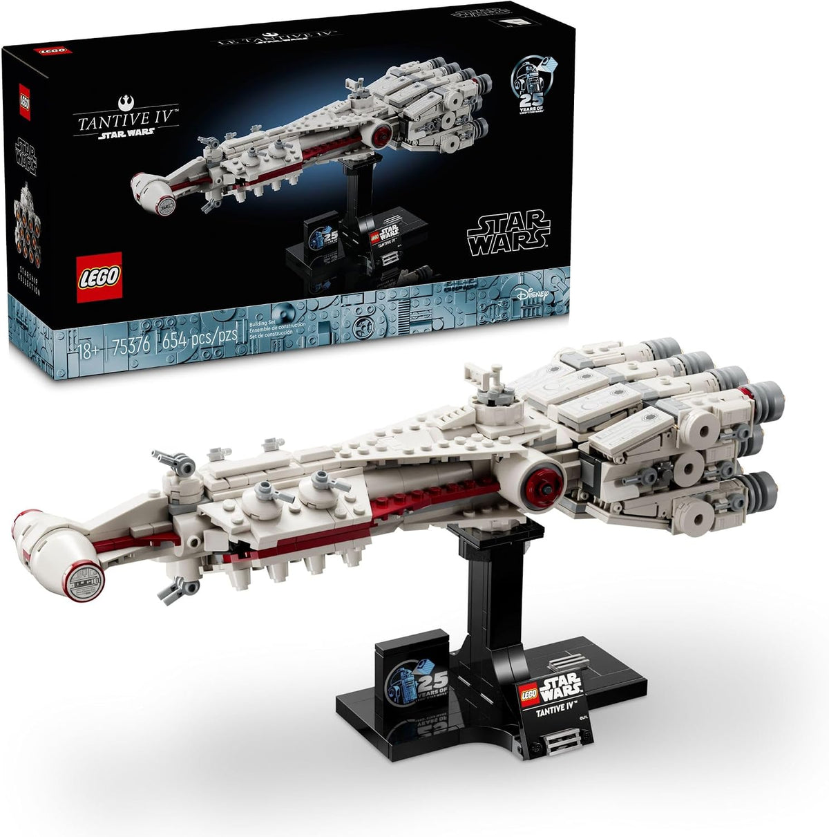 LEGO Star Wars: A New Hope Tantive IV - Juego de construcción creativo para adultos - Modelo de nave espacial del 25 aniversario - Idea de regalo coleccionable para los fanáticos de Star Wars - 75376