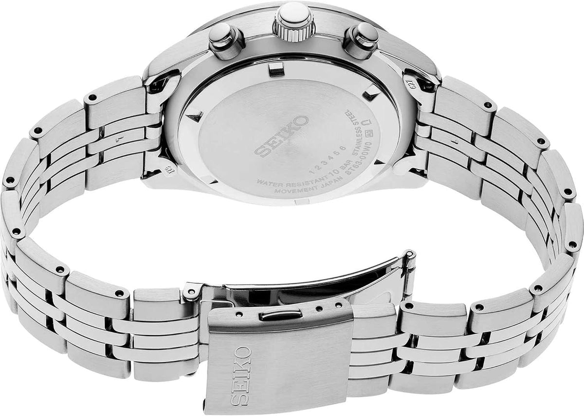 SEIKO Reloj cronógrafo de cuarzo azul con esfera azul SSB427P1