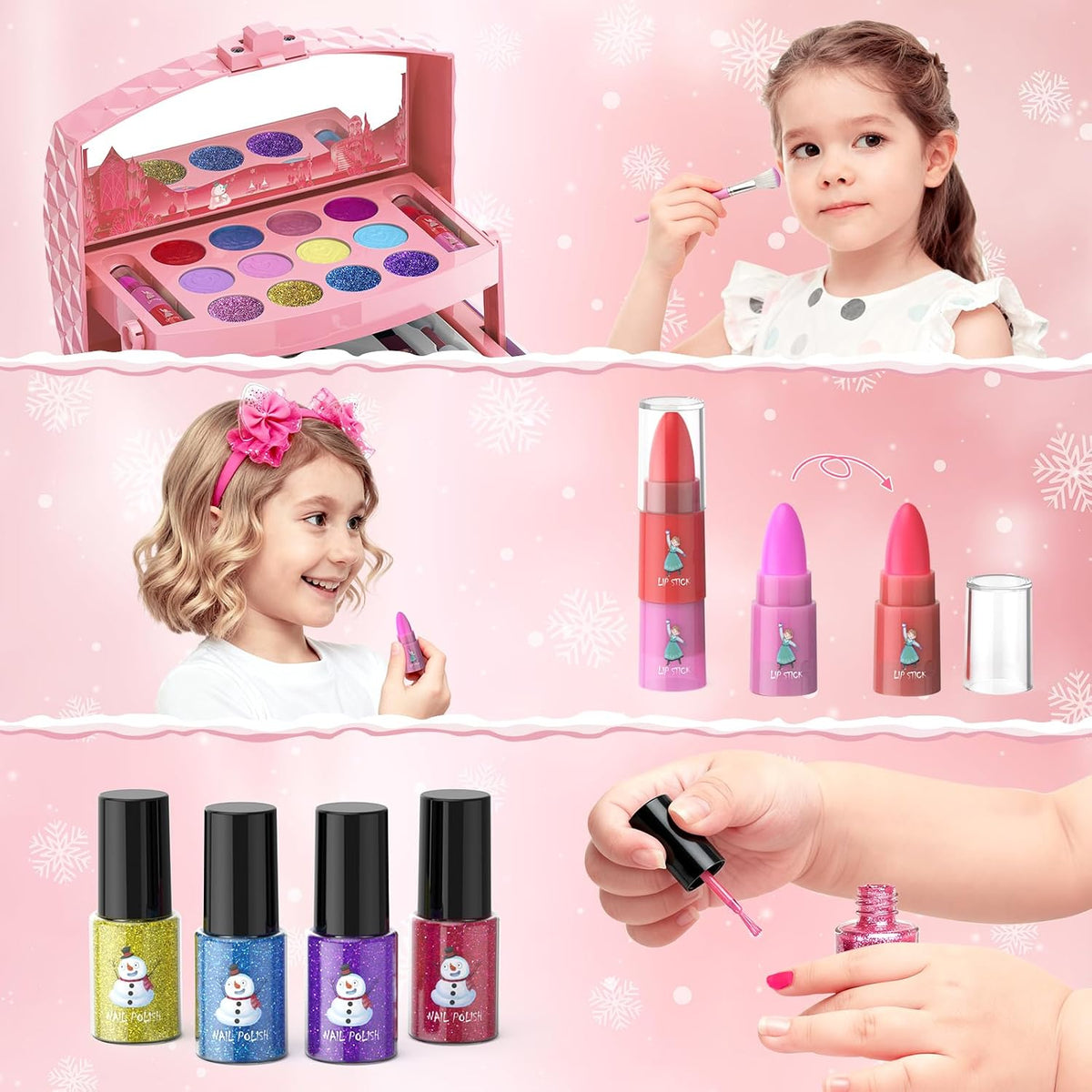 Set de Maquillaje Infantil de 57 Piezas para Niñas, Set de Maquillaje Real Lavable para Niñas Pequeñas