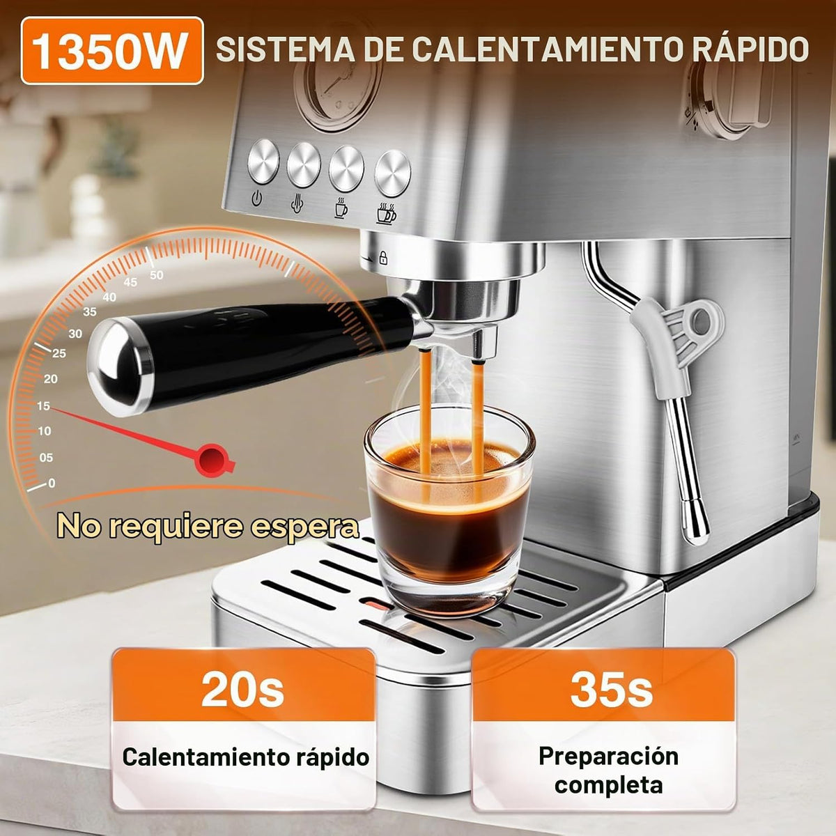 Sorgente Máquina de café expreso de 20 bar con espumador de leche