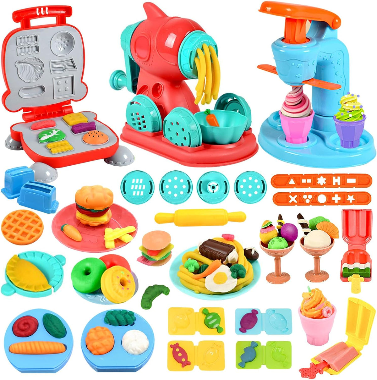 3 en 1 Color Dough Kitchen Creations Set, 12 Colors Dough