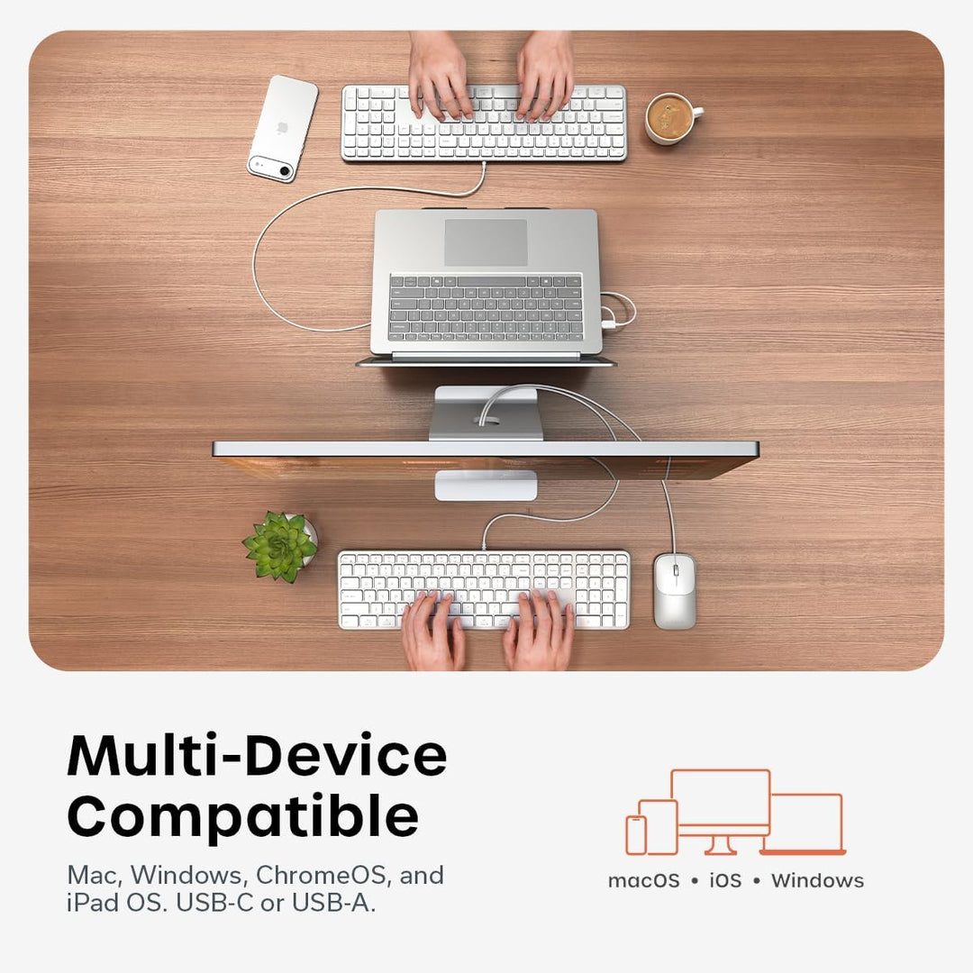 Satechi Combo de teclado y mouse con cable, Slim CLX3 con conectivi...
