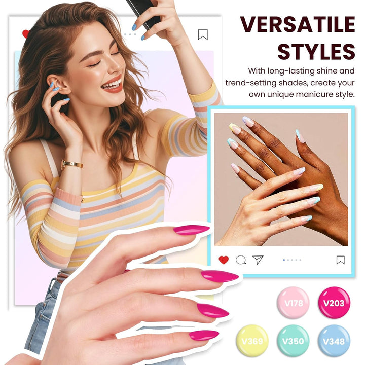 VANREESA Kit de esmalte de uñas de gel con luz UV, 53 piezas, juego...