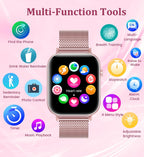 Reloj inteligente de 1.83 pulgadas para mujer con llamada Bluetooth (respuesta/marcación), rastreador de actividad física con más de 100 modos deportivos, monitor de frecuencia cardíaca/sueño, podómetro, relojes inteligentes para mujer, compatible con