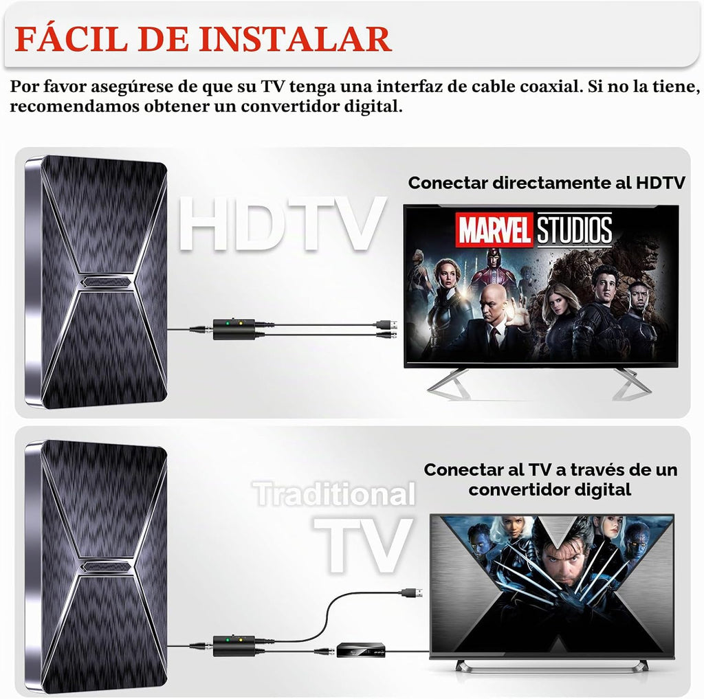 Antena de TV para interiores mejorada 2026 de hasta más de 6000 millas de