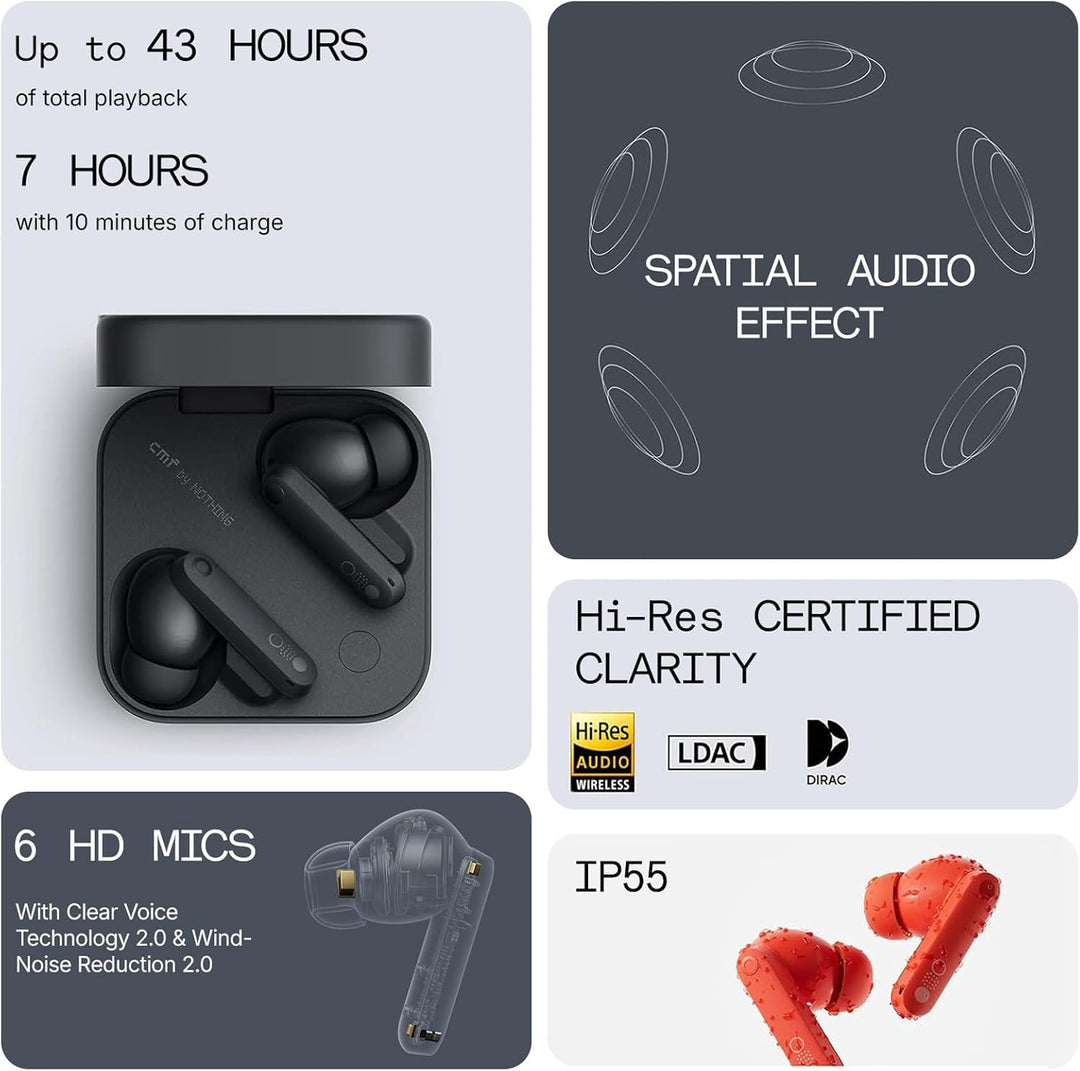 Auriculares CMF Buds Pro 2 inalámbricos con dial inteligente, auric...