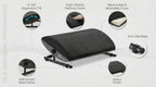 Lámpara Reposapiés para debajo del escritorio: reposapiés ergonómico ajustable con marco de acero y cojín de espuma viscoelástica, acabado de terciopelo suave para una comodidad superior, diseñado para