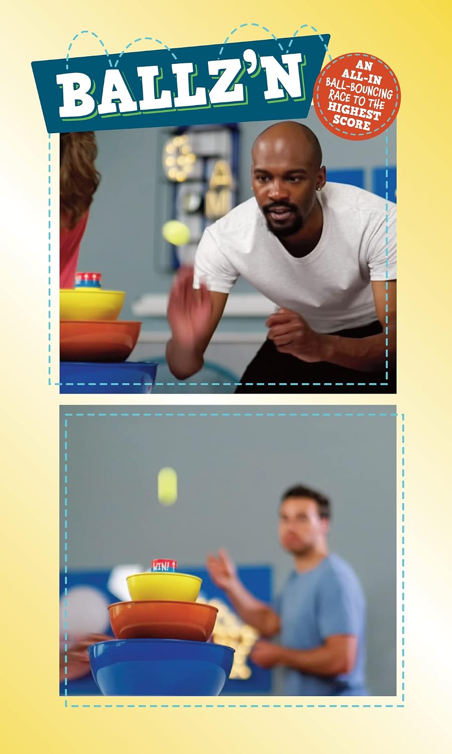 Little Kids Ballz'n | El juego de disparos de trucos de pelota de pong de ritmo rápido para adultos Tipsy y familia, diversión nocturna en el suelo, portátil, fácil almacenamiento, 2-6 jugadores